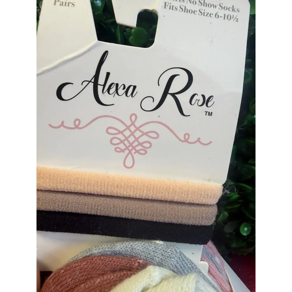 Alexa Rose Girls No Show Socks 10 Pack Matching Hair Ties Pastel Pink Cream 6-10